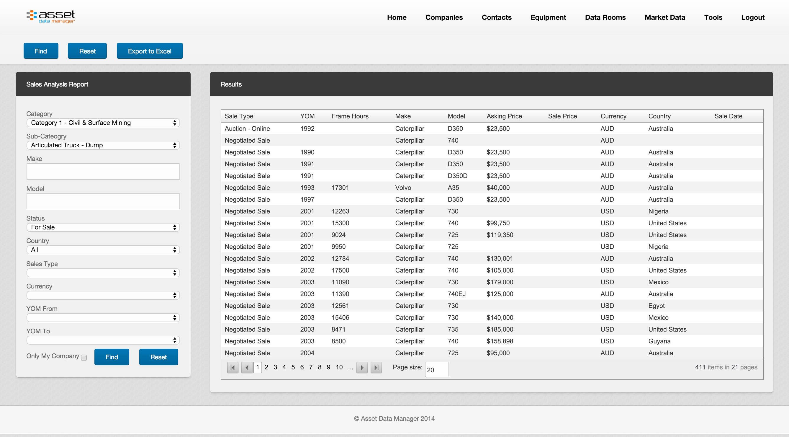 Feature 5 - Screen shot market data